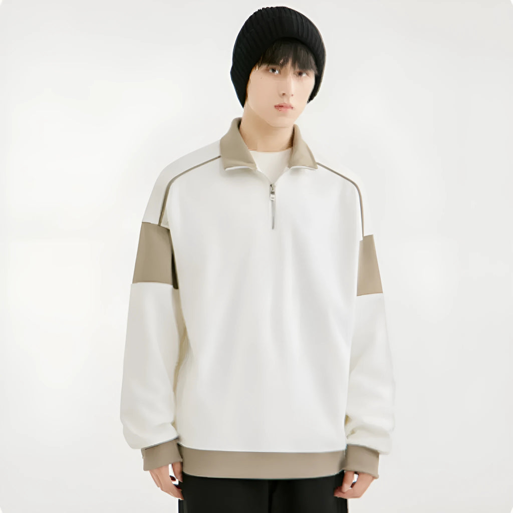 Men's black corduroy hooded sweatshirt with drop shoulder design and loose lapels