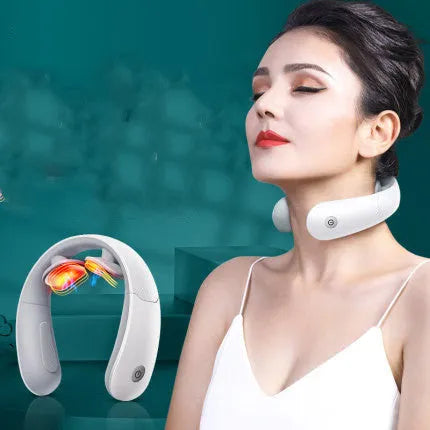 M3 neck massager in white with electronic pulse technology 150x150x4.5cm charging remote control