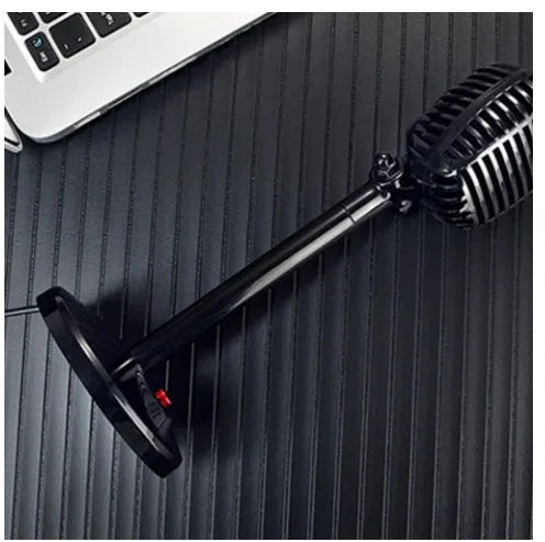 Black USB computer microphone on an adjustable stand with a 1.8m cable.