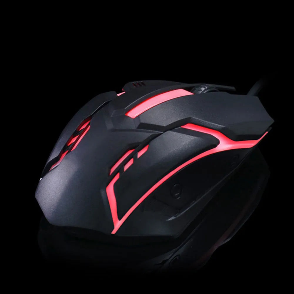 Wired USB gaming mouse with luminous glow effect in black and white colour options