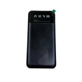 Black ultra-thin power bank showing compact design with dimensions 67x14x140 mm