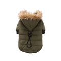 Winter pet dog coat polyester cotton lining available in green grey and red sizes S M L XL