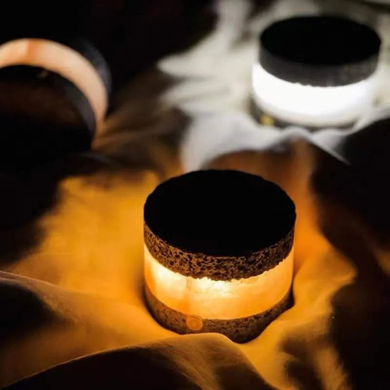 Orange volcanic rock USB touch night lamp with dimming control and essential oil diffuser