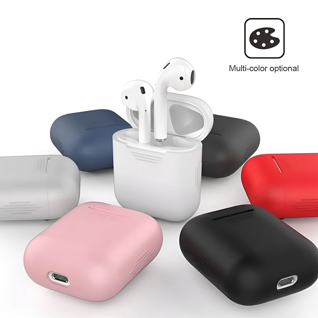 Silicone AirPods case with anti-lost rope and shockproof earmuffs in multiple colour options