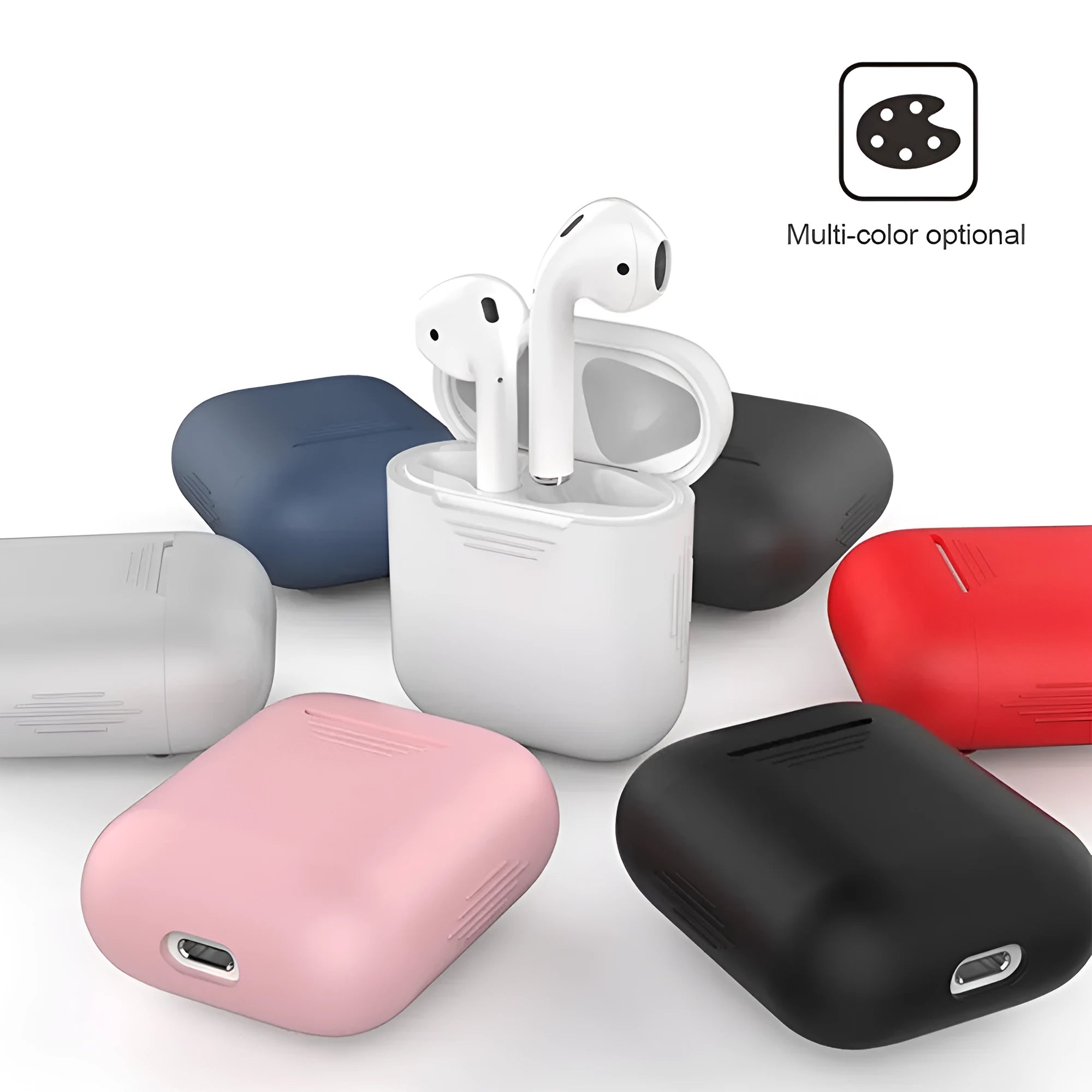 Silicone AirPods case with anti-lost rope and shockproof earmuffs in multiple colour options