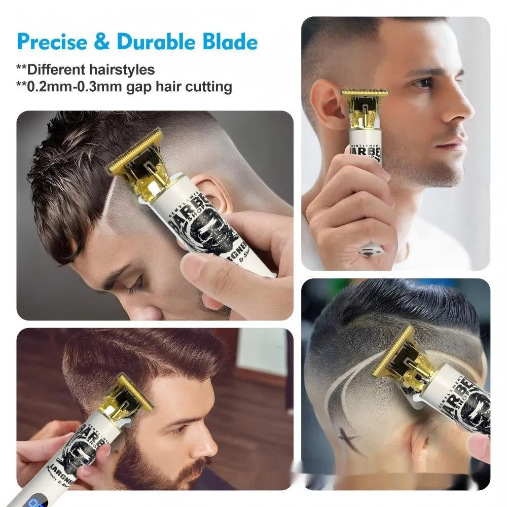 USB rechargeable cordless hair clipper with stainless steel cutter head in 4-in-1 kit