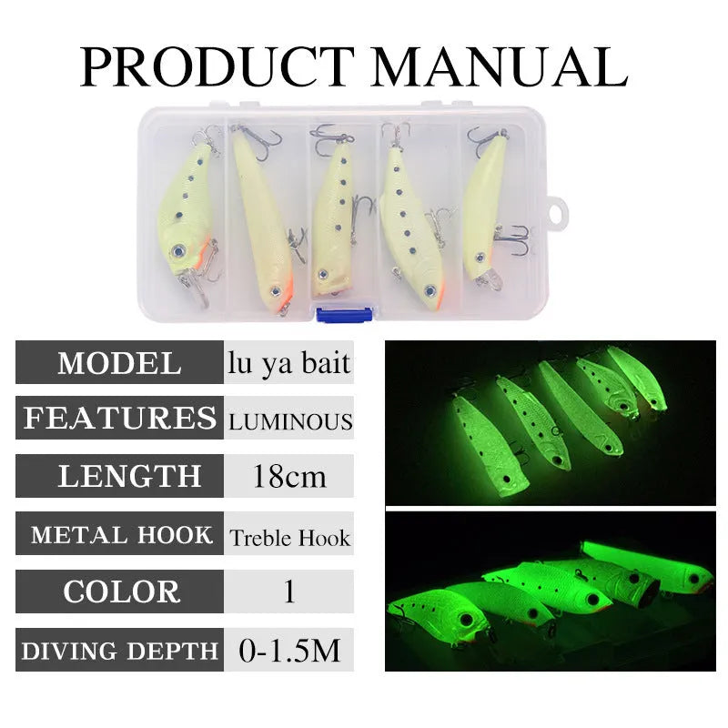 3D fluorescent simulation hard fishing bait artificial lure with submerged luminous design
