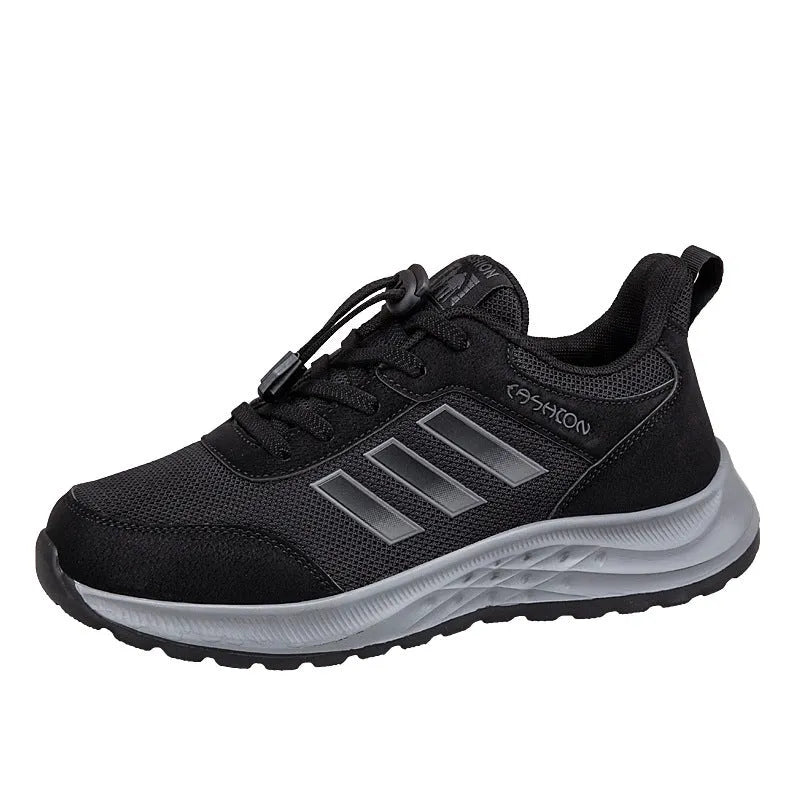 Men's and women's casual slip-on shoes in mesh fabric with elastic band, shown in various colours