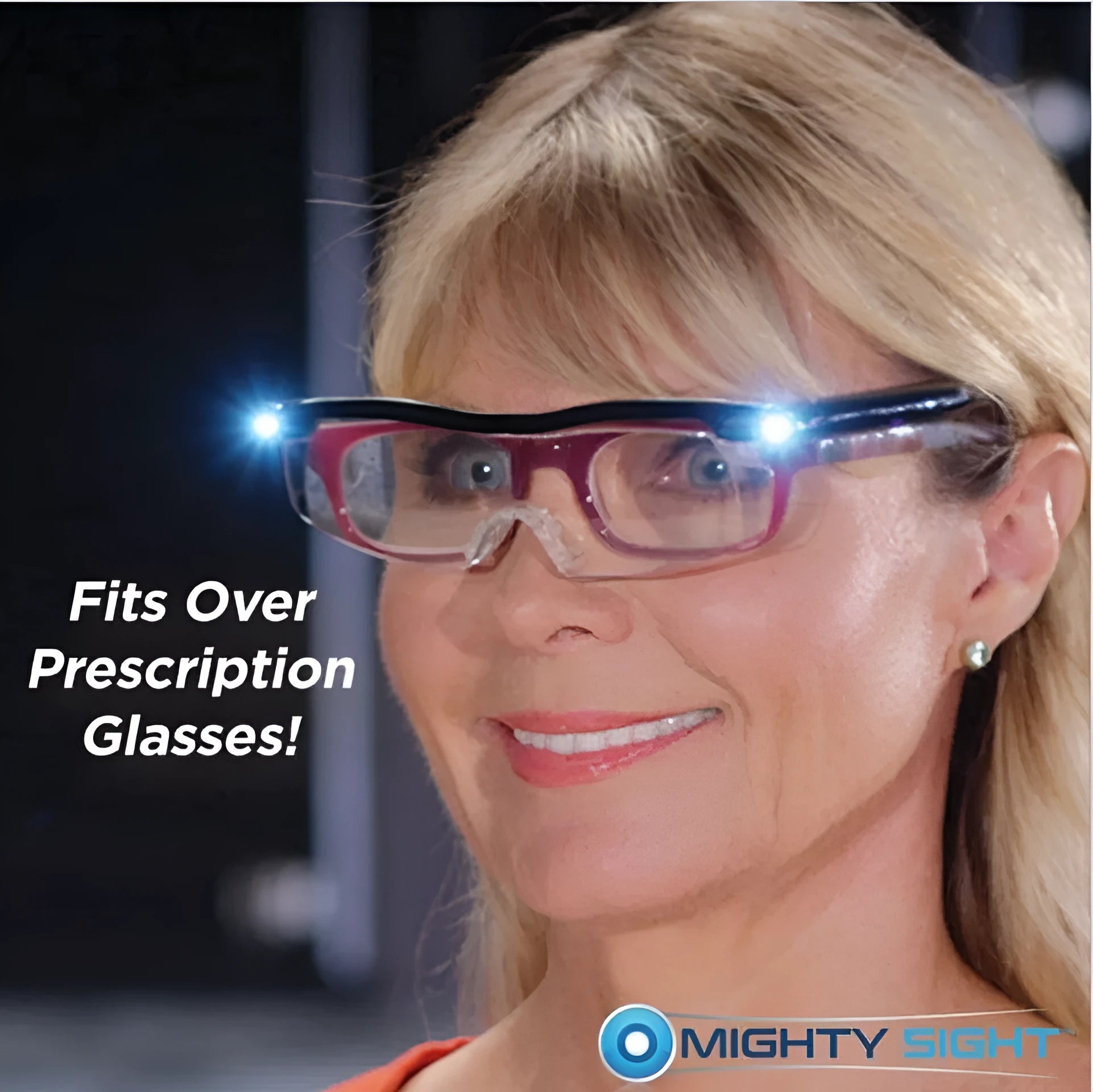 Transparent black USB LED reading glasses with integrated illumination and ABS plastic frame