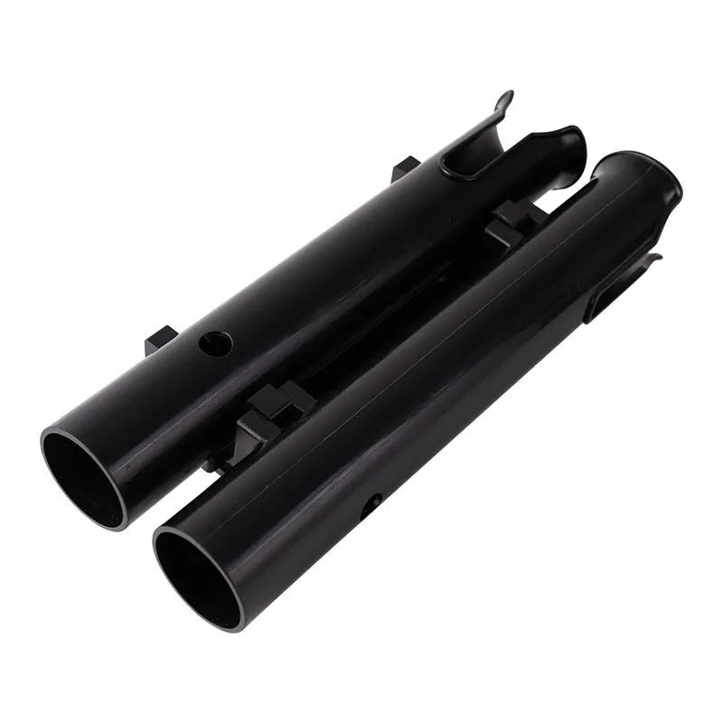 Carbon double-layer plastic fishing rod rack mounted on motorcycle handlebars for rod transport