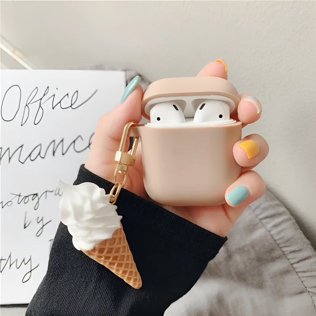 Colourful cylinder ice cream design silicone protective case for Apple AirPods 2 wireless charging case.