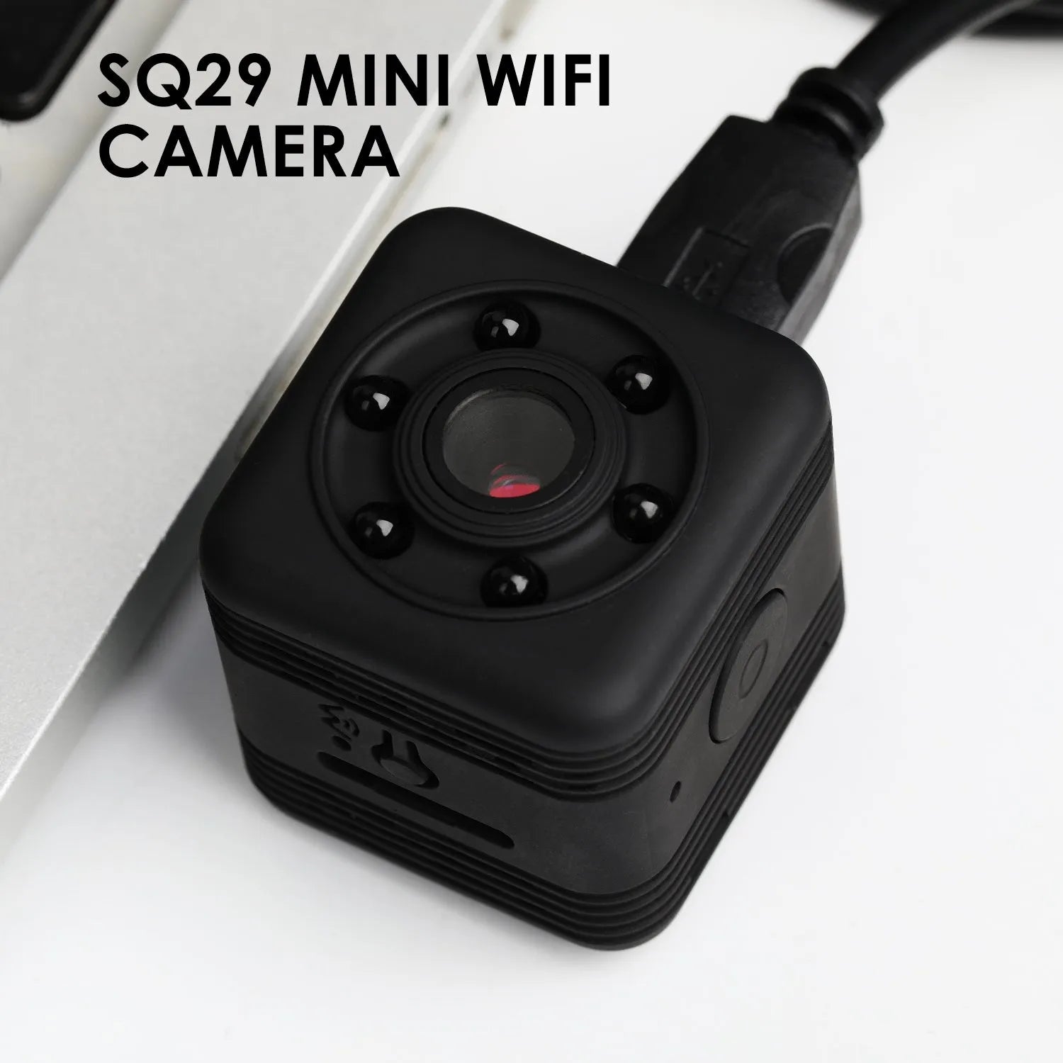 SQ29 black waterproof sports camera with microUSB port and TF card slot for extended recording