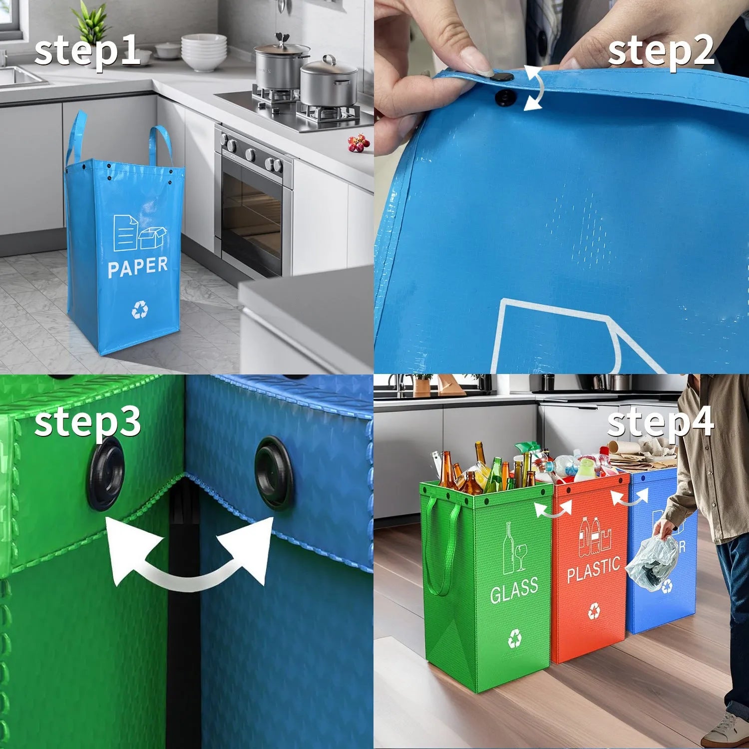 40-litre blue household plastic bin with waterproof construction for indoor waste classification