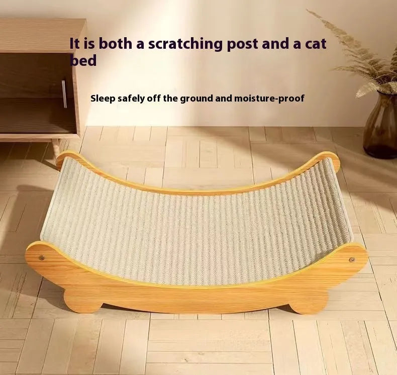 A sisal blanket cat scratch board in a natural woven texture, shown in large and small size options.