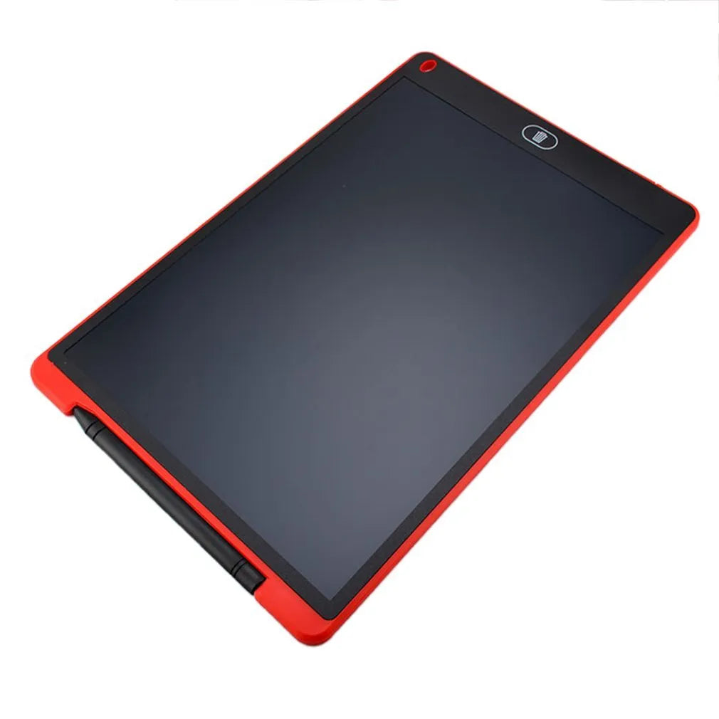 LCD electronic handwriting board for children in blue colour with stylus pen on screen.