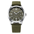Men's retro automatic watch with leather strap in black and beige colour option