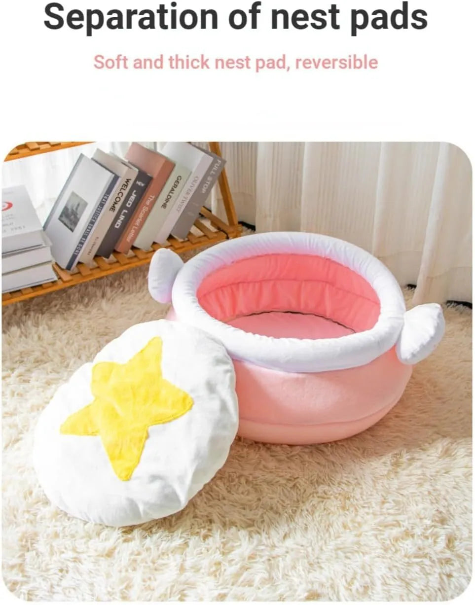 Magic honey pot shaped cat sofa bed with removable cushion in pink or yellow for small pets