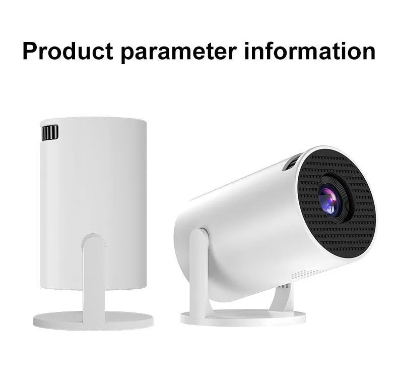 White MINI wireless HD portable projector showing wireless same-screen capability for home use