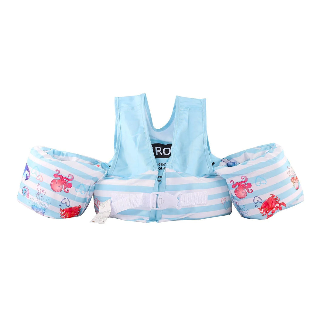 Cartoon-themed children's polyester arm swimming ring life jacket in various print designs.