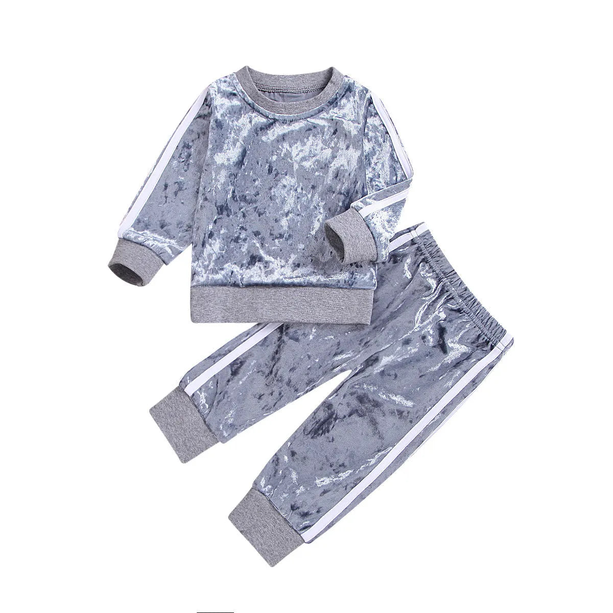 Candy-coloured children's cotton top and pants set grey red Asian fit sizes 80-120cm