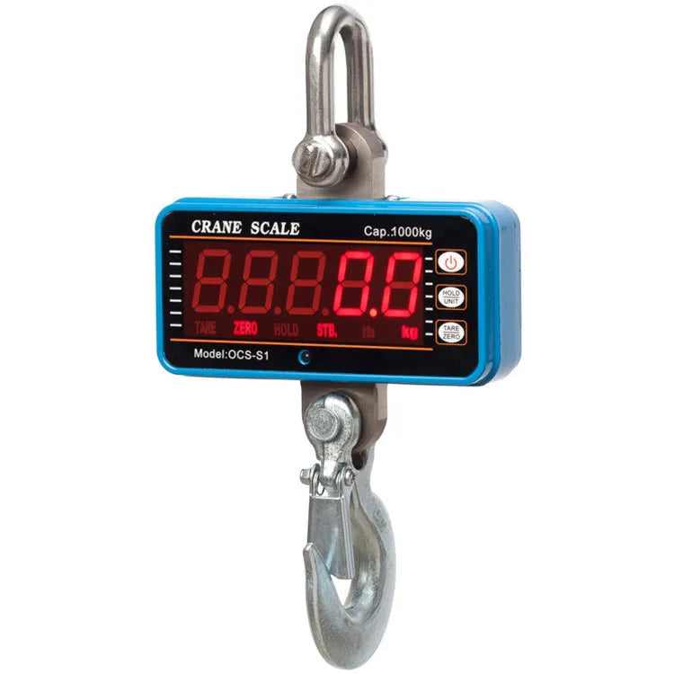 Orange electronic crane scale with digital display for 500 kg industrial weighing