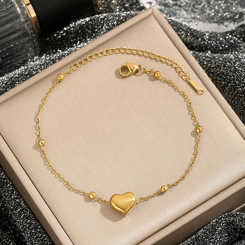 Love titanium steel necklace with ball bead chain and geometric pendant in silver