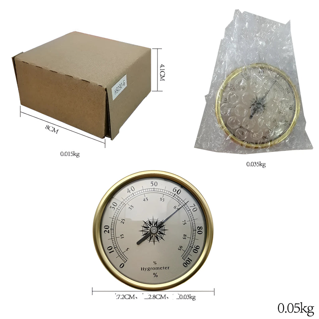 Silver analogue thermometer and hygrometer with aluminium dial and ring for indoor outdoor use
