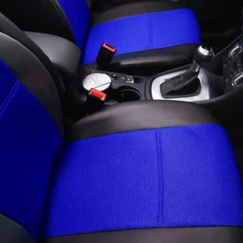 Universal artificial leather car seat cover set showing front seat and individual seat covers in choice of colours