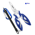 Stainless steel curved mouth lure cable cutters in black with split ring opener function