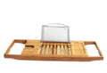 Natural bamboo bathtub caddy with single-tier desktop design for bathroom storage