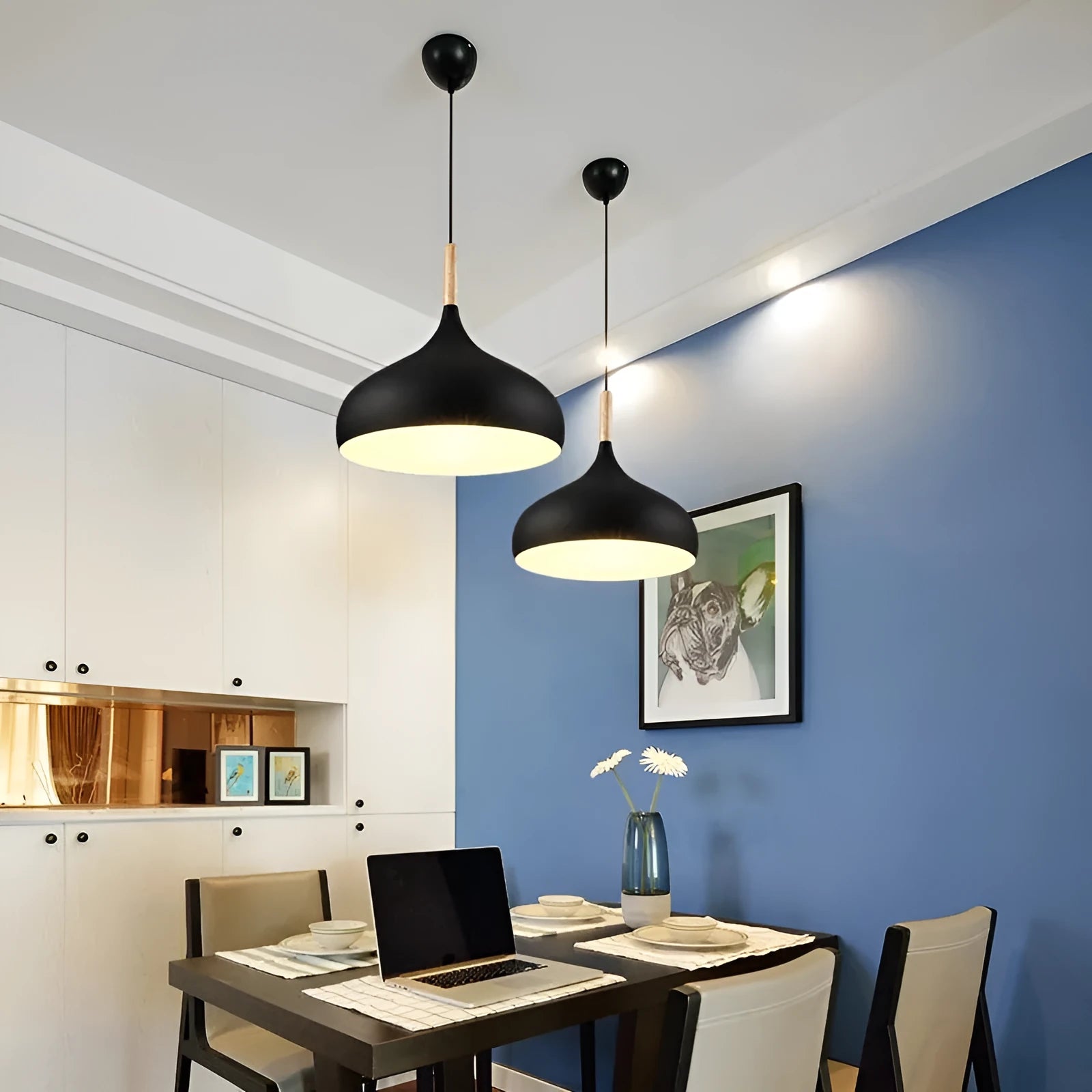 Adjustable fishline pendant lamp with zinc alloy chandelier in black blue green grey pink or yellow