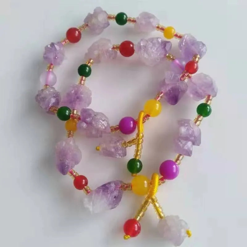 Natural style amethyst bead bracelet with fu character decoration for women's jewellery