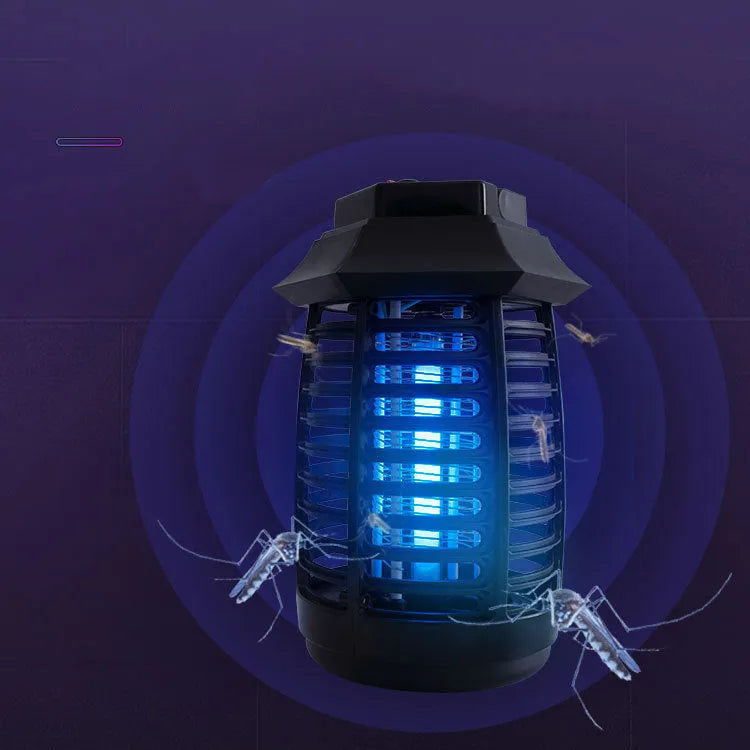 Black aromatherapy mosquito killer lamp with UV light and electric grid for insect control.