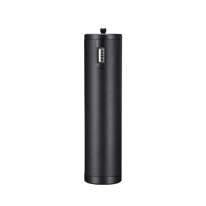 Black aluminium alloy portable power bank handle with 6800mAh capacity.