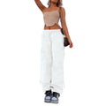 Men's straight-leg cargo casual trousers in grey with multiple pockets and a mid-waist design.