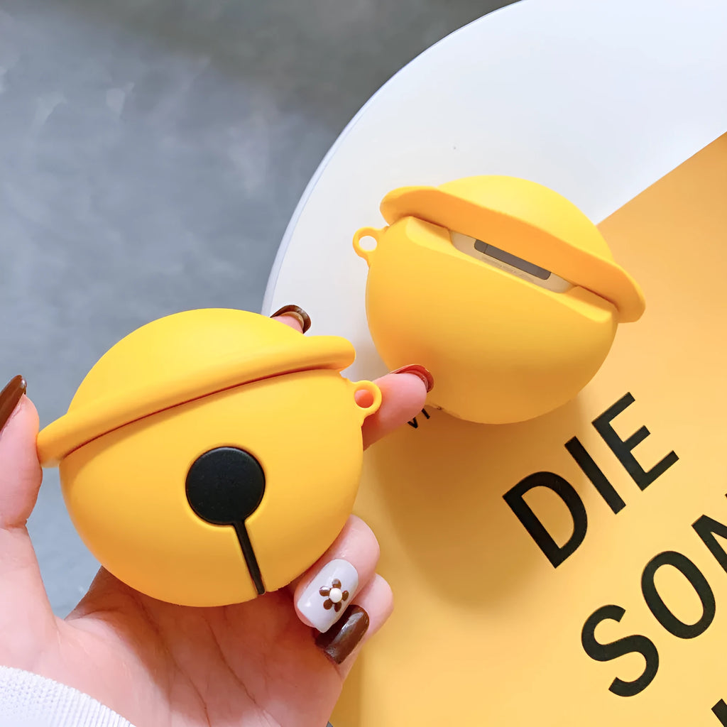 Yellow bell-shaped silicone protective case for Apple AirPods 1st and 2nd generation charging case