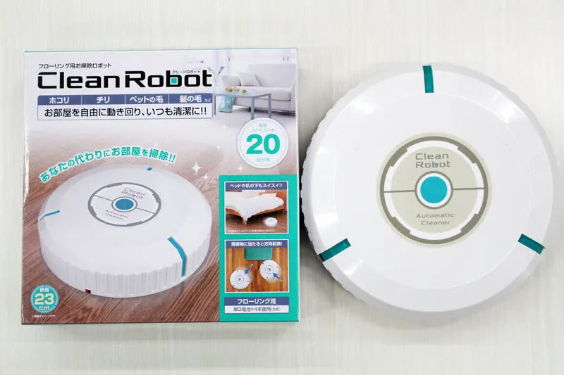Black or white compact robot vacuum cleaner on a hardwood floor.