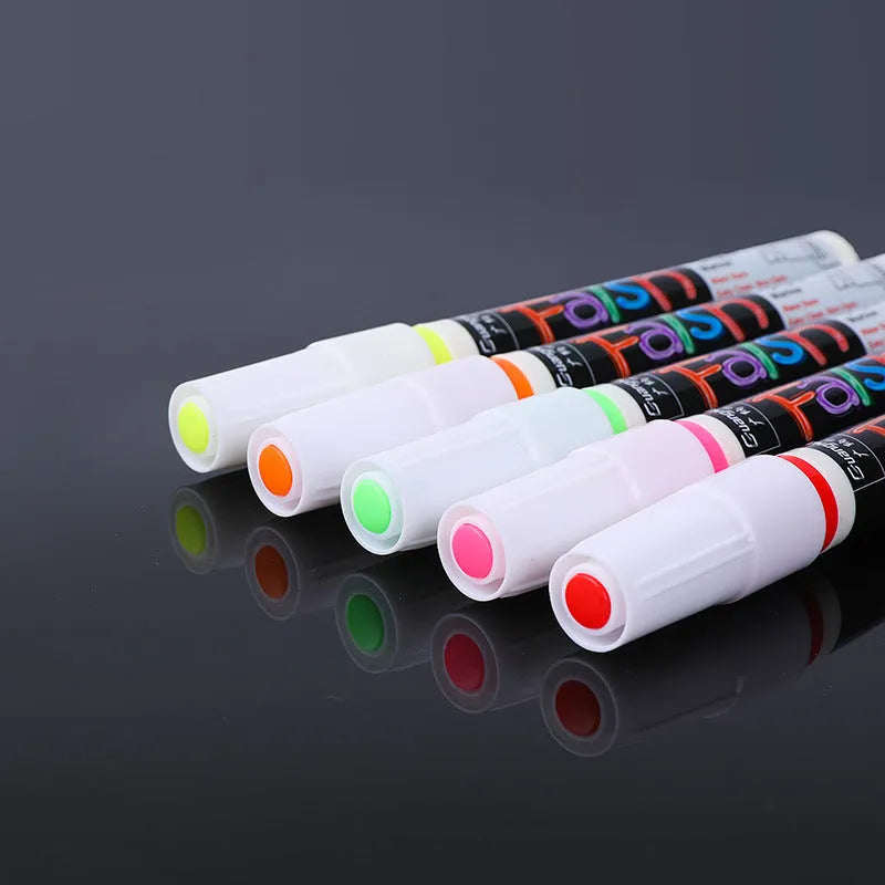 Electronic fluorescent board highlighter pen with 6mm chisel tip in oblique plastic shell