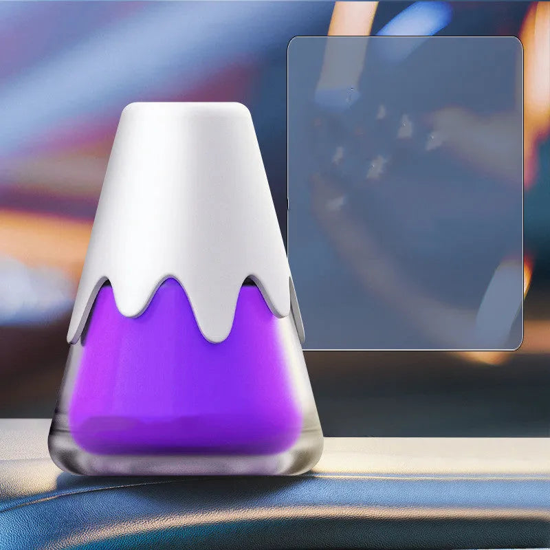Glass snow mountain cup car aromatherapy diffuser in purple, lime, laurel or blue colour options