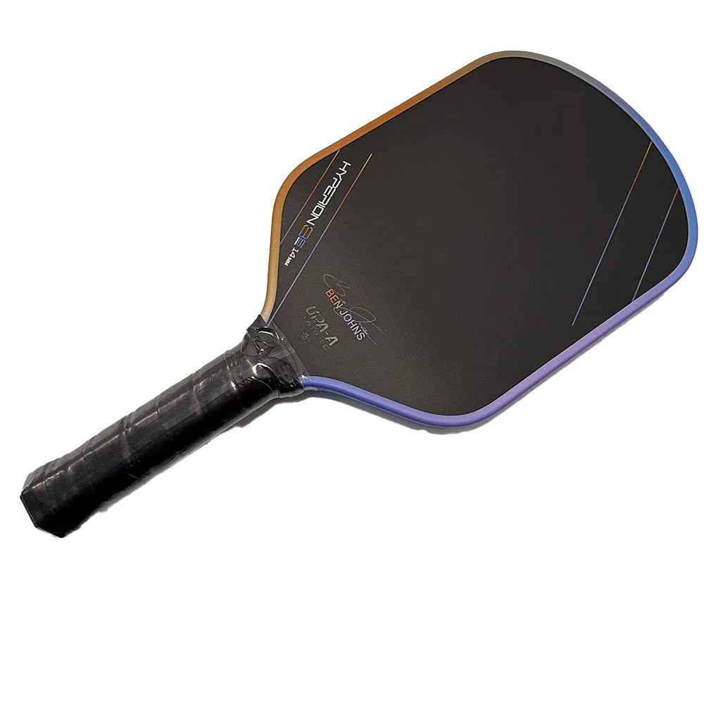 Aurora Hyperion pickleball racket with multicolour carbon fibre face and graphite matte finish.