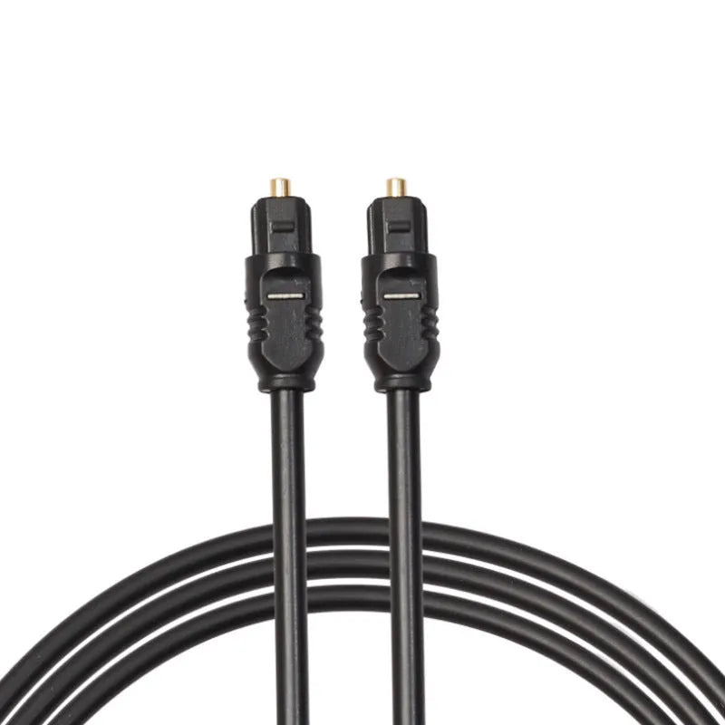 Black Toslink optical audio cable with square connectors, 2 metre length