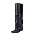 Women's plus size thick high heel boots in artificial PU with high cylinder length