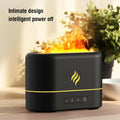 Black USB-powered humidifier diffuser with seven-colour flame effect lighting and mist outlet