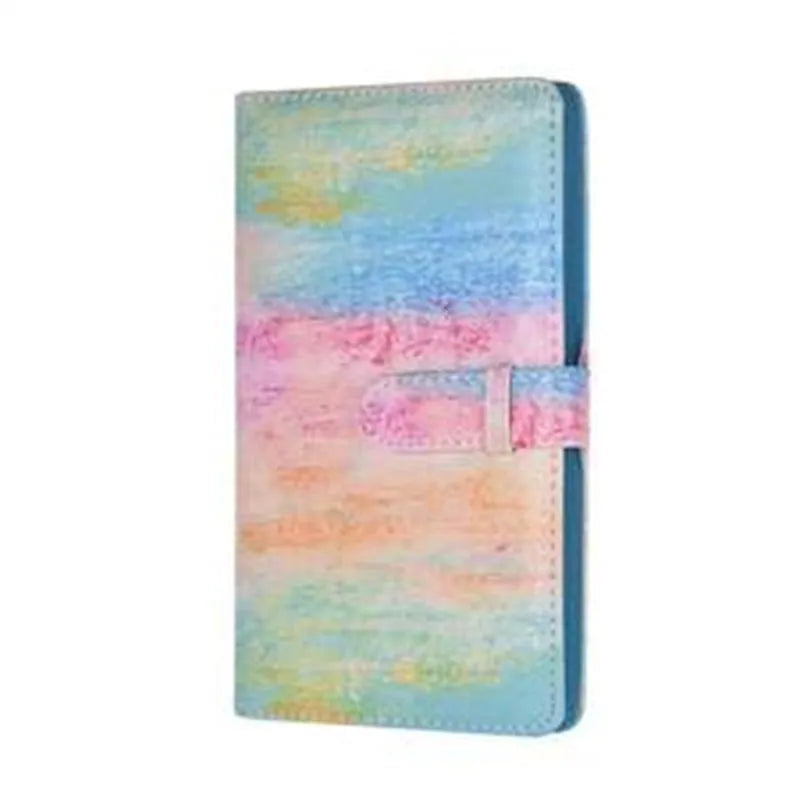 Book-shaped photo album with PU cover, 96 pockets for three-inch photos, picture colour