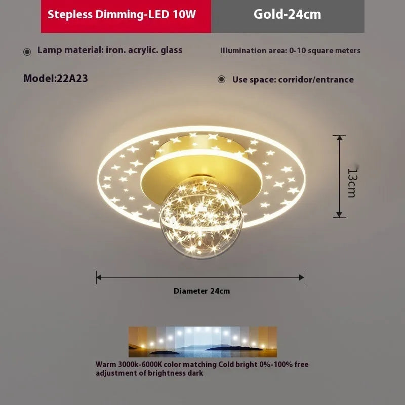 Modern slim LED ceiling lamp for corridors in gold, black, or white finish with dimmable light.