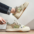 Canvas casual trainers in Milan green with flat heel and round toe design