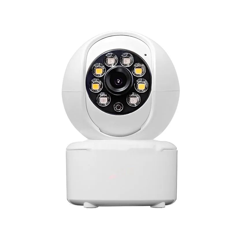 White ceiling-mounted 1080p HD home security camera with infrared LEDs for night vision