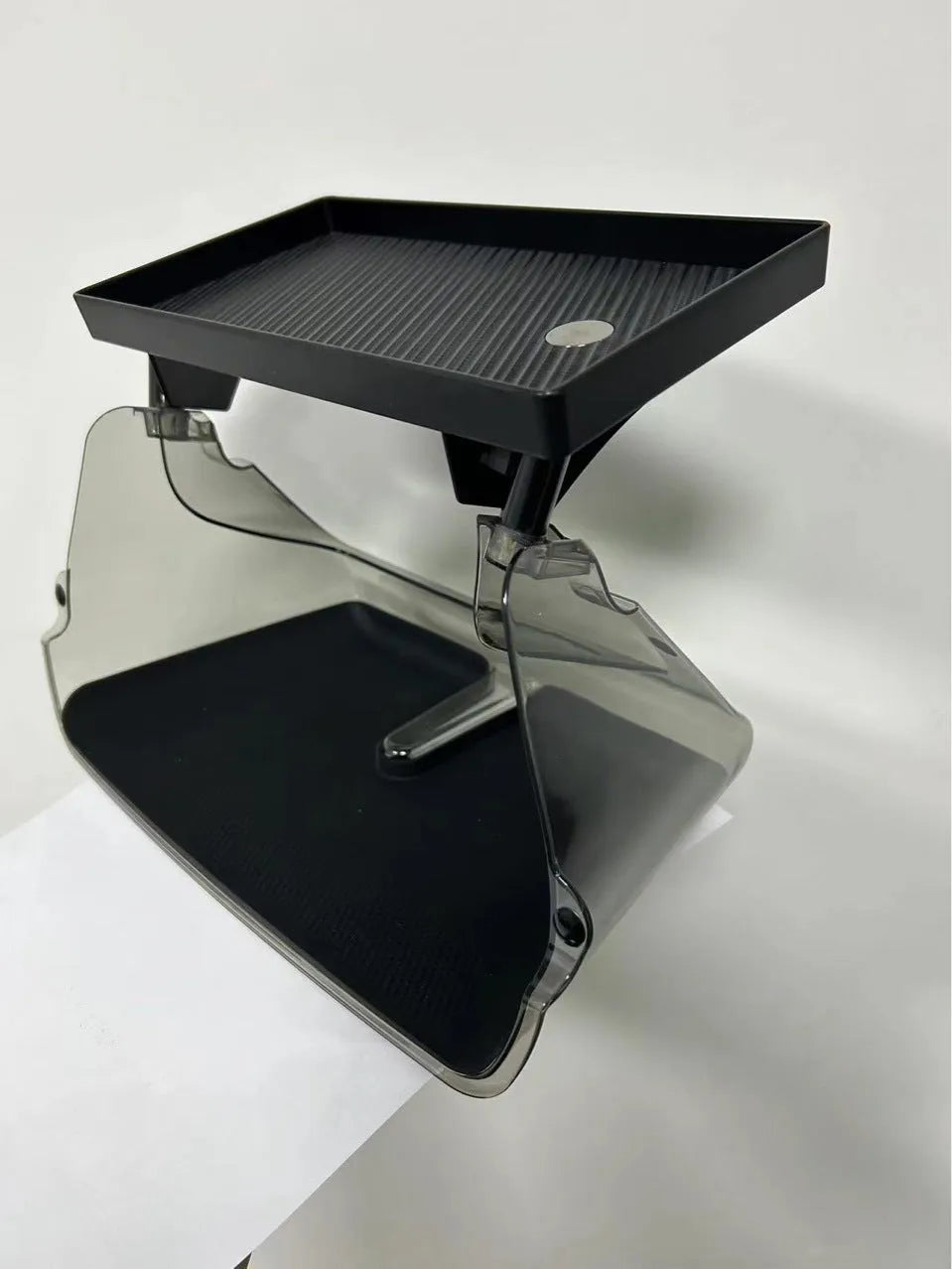 Black ABS storage box for Tesla Model 3 and Y centre console with napkin paper box.