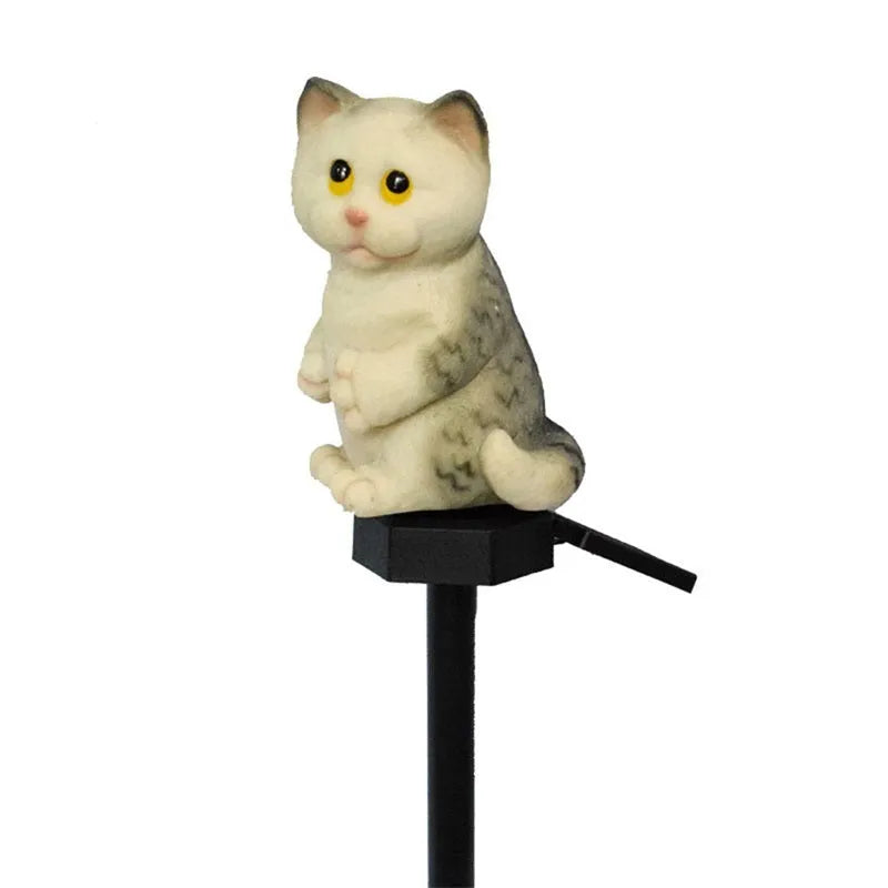 Brown cat-shaped solar lawn light for garden pathway decoration