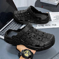 Men's black EVA sandal slippers with a thick non-slip sole and toe holder.